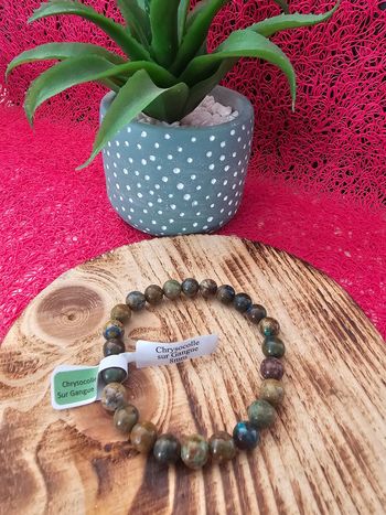 Bracelet Boule 08mm Chrysocolle Sur Gangue AB
