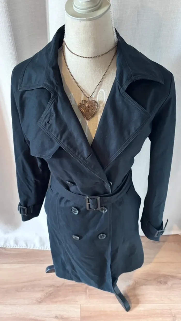 💕veste trench noir long hyper chic taille 40 L #MNGsuit #mango - photo numéro 4
