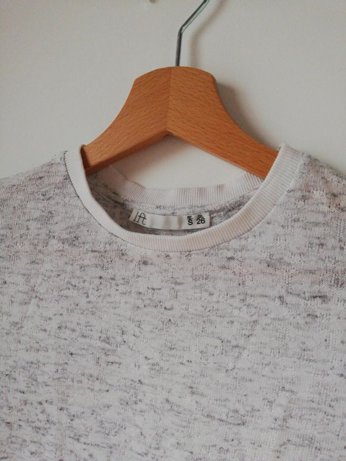 T-Shirt top gris clair col rond chiné lefties taille s - photo numéro 3