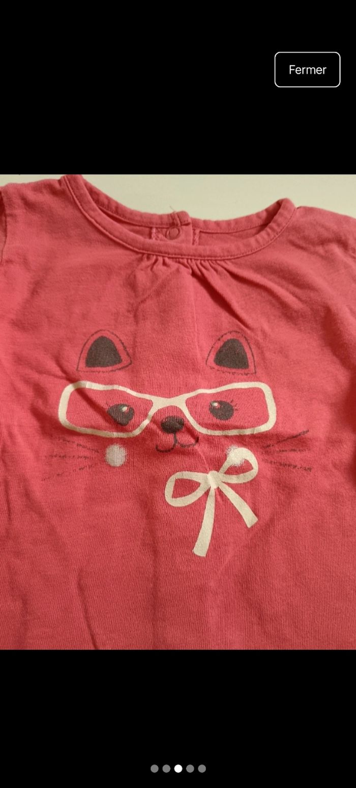 Polo rose chat à lunettes noeud 3 mois - photo numéro 3