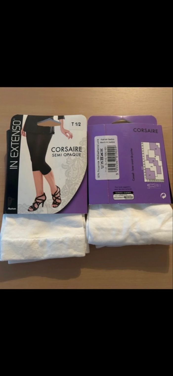 Lot de 2 corsaire semi opaque blanc neuf
