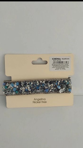 Bracelet pierres bleu et grise aimanté