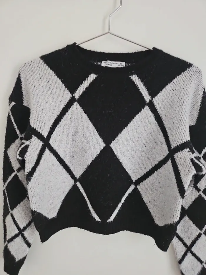 Pull a carreaux fille XS