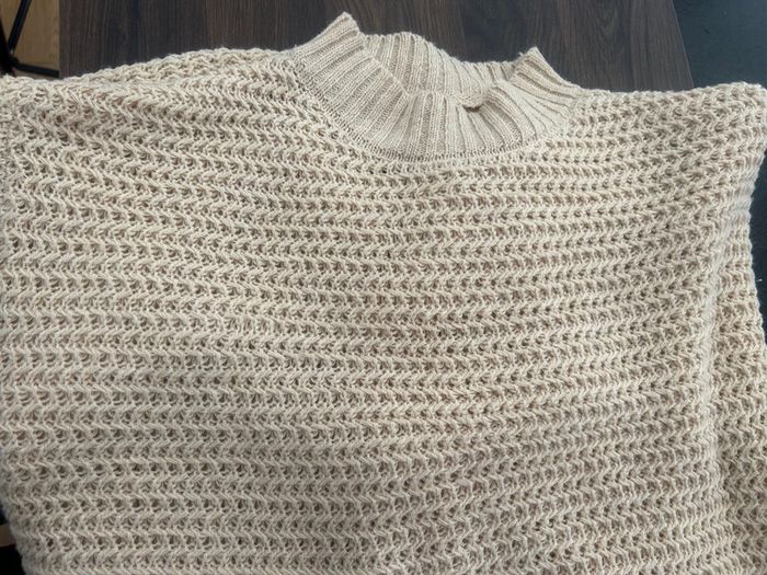 Pull grosse maille beige marron clair TU - photo numéro 3
