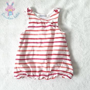 Robe rayée rouge forme boule bébé fille 3 Mois été