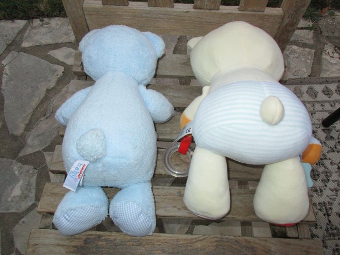 2 peluches doudou ours avec hochet et pouet - photo numéro 3