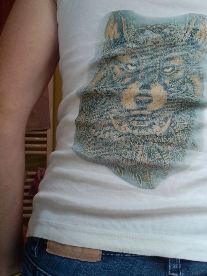 Débardeur femme blanc Motif loup - photo numéro 8