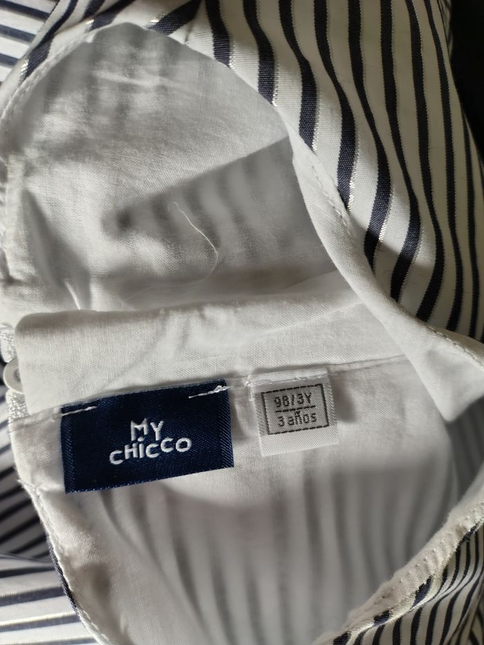 Robe chic rayée blanche, bleu et argenté - photo numéro 3