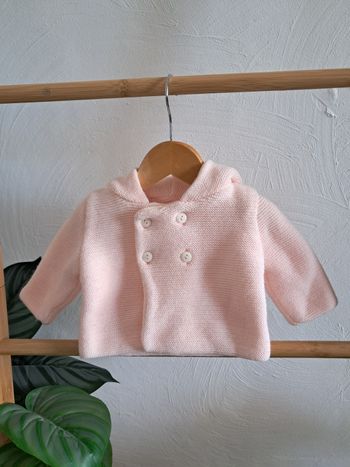 🏷 Gilet chaud rose pâle naissance neuf
