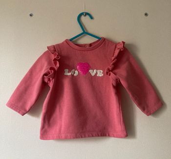 sweat avec coeur en sequins fille 12 mois