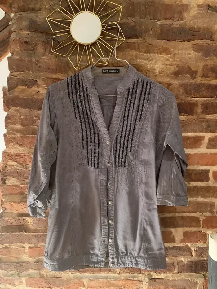 Chemise rayée manche 3/4