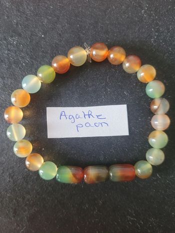 Bracelet en pierres naturelles d agate paon