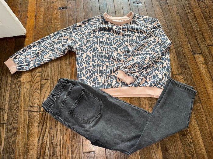 Sweat et jeans plutôt large Monoprix 14 ans