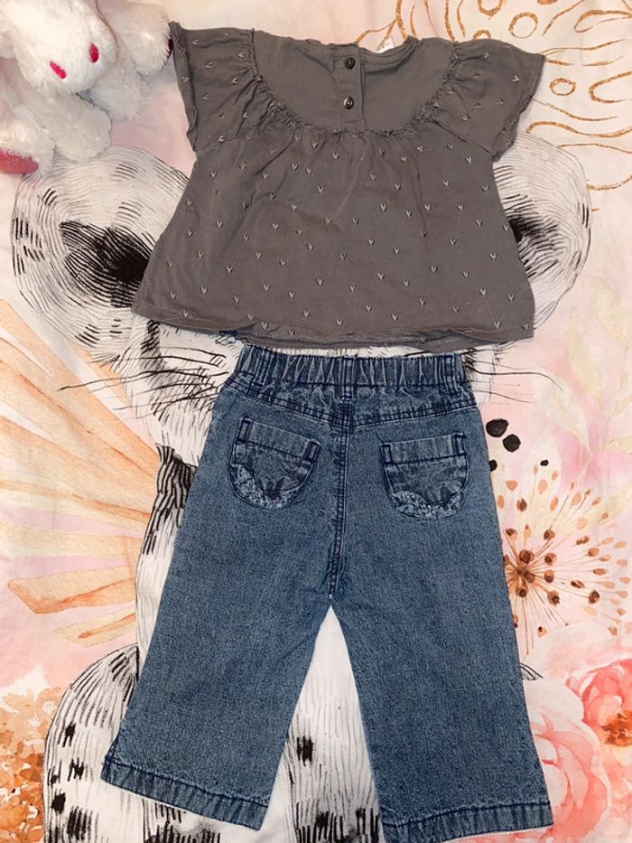 Ensemble jeans et t-shirt, taille 9-12 mois, marque Zara. - photo numéro 8