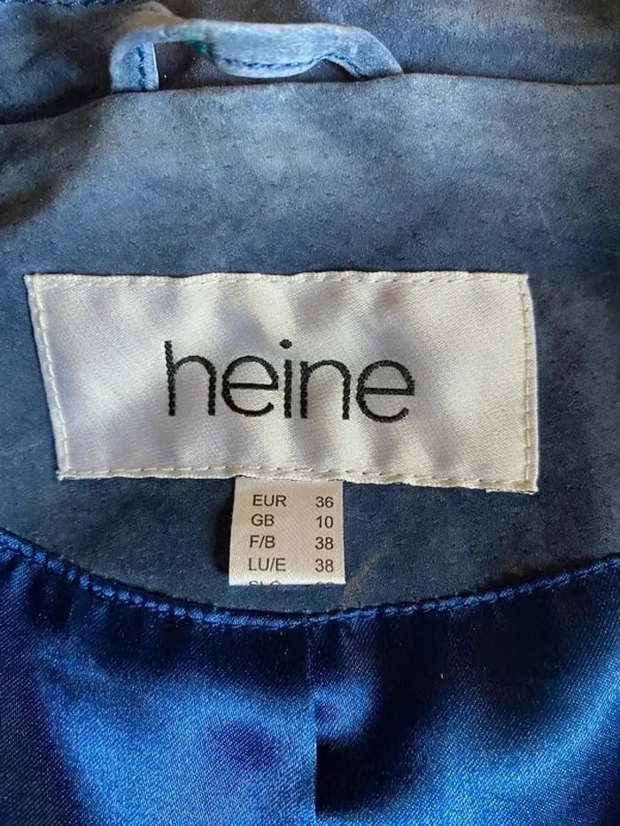 Veste à frange en cuir bleu femme taille 36 - photo numéro 6
