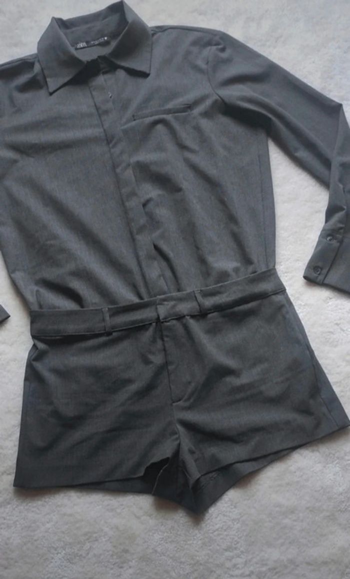 Magnifique combinaison short chemisier Zara gris S - photo numéro 6