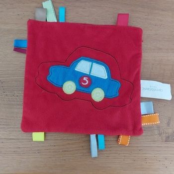 Doudou plat étiquettes - thème : Voiture