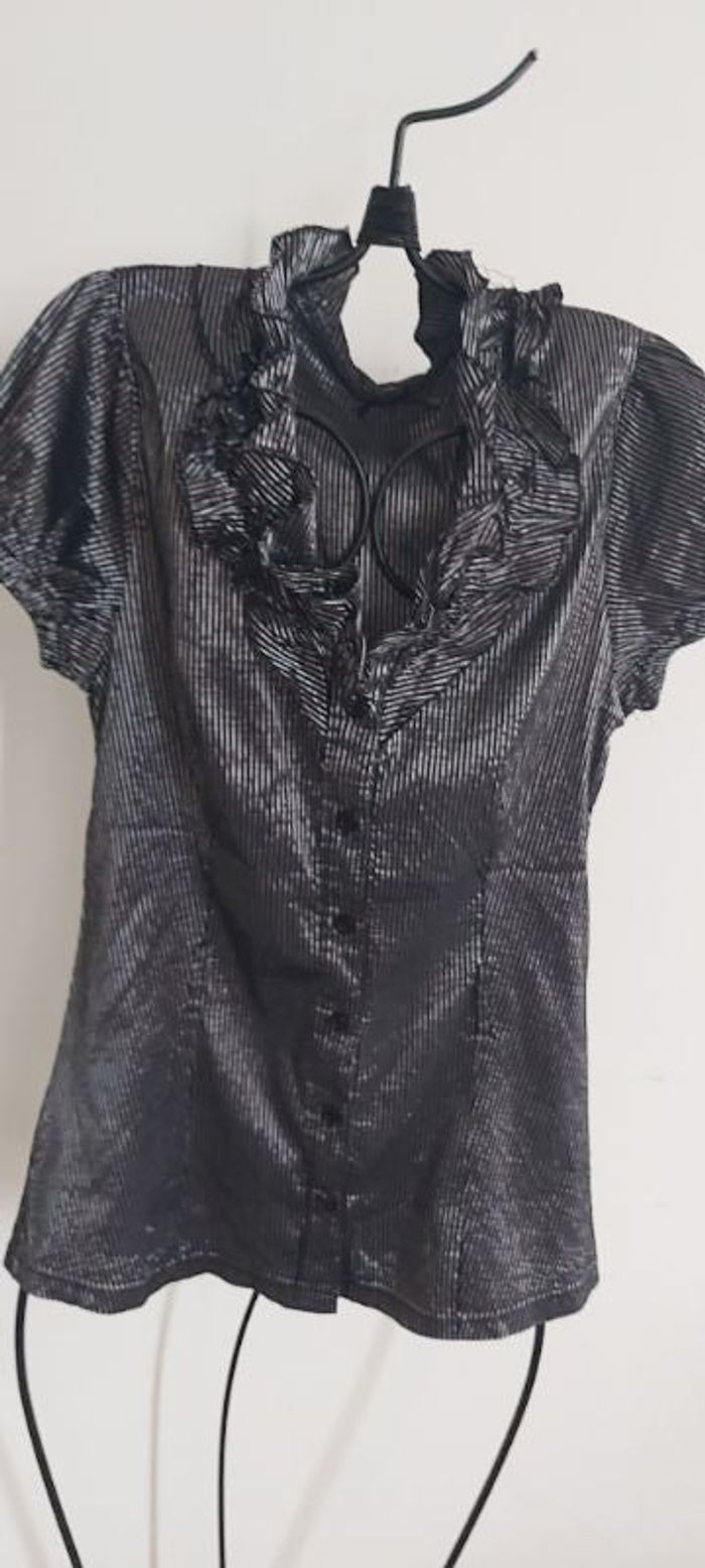 Chemisier tunique chic reflets argenté