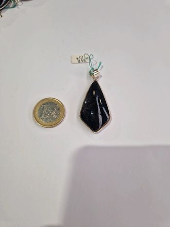 Pendentif obsidienne argentée Mexique