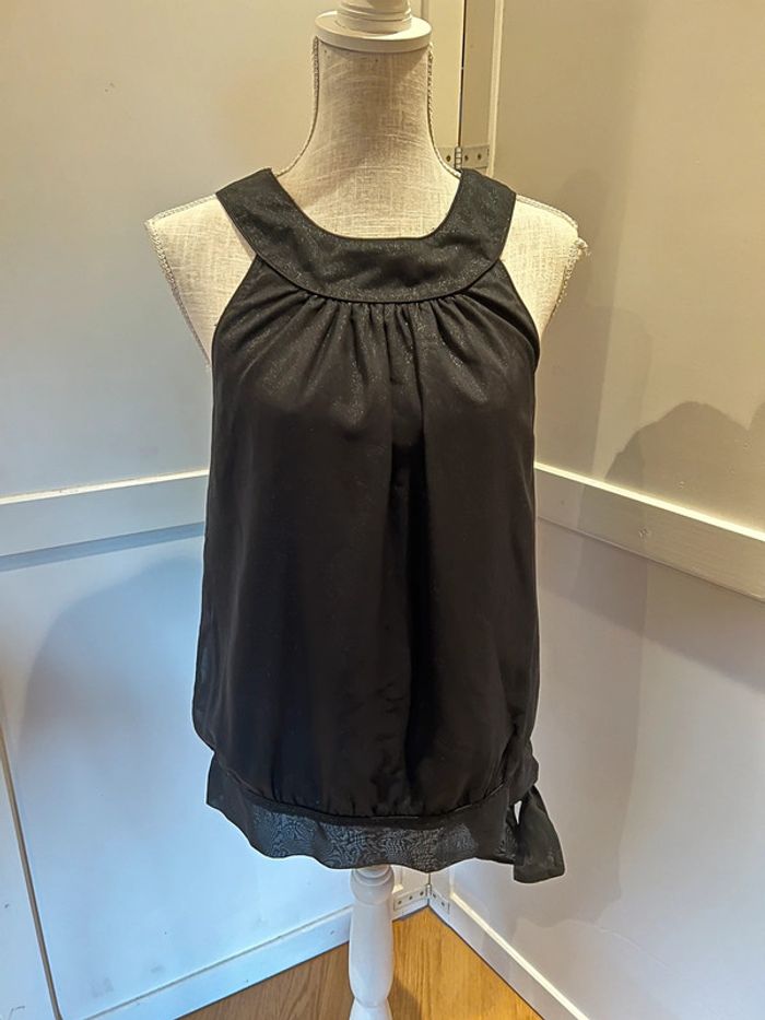 Blouse sans manches femme chic noir pailleté taille 38 - photo numéro 4