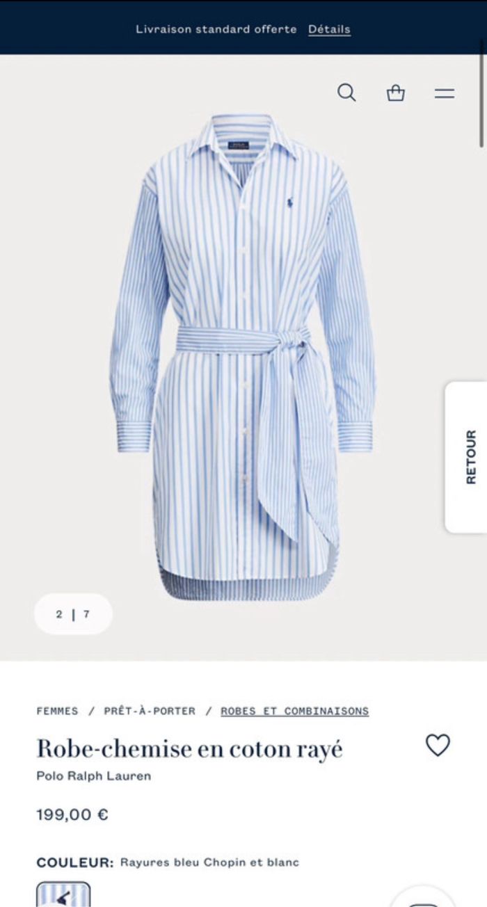 Ralph Lauren robe-chemise en coton rayé. Neuve. Taille 6US. - photo numéro 7