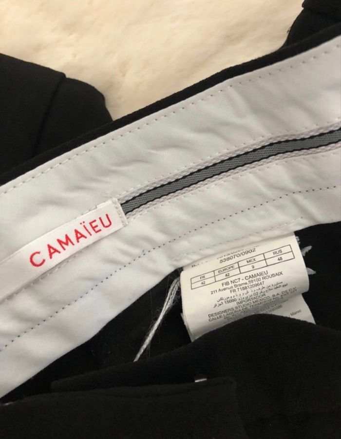 Pantalon noir élégant style tailleur - bande le long des jambes - Camaïeu - 42 - photo numéro 5