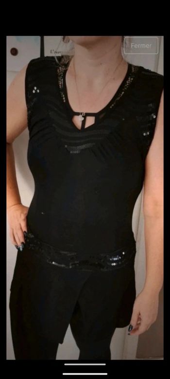 Blouse tunique noir sequins