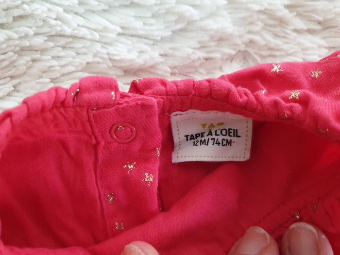 Robe rose framboise à étoiles dorées - 12M - TAO - photo numéro 6