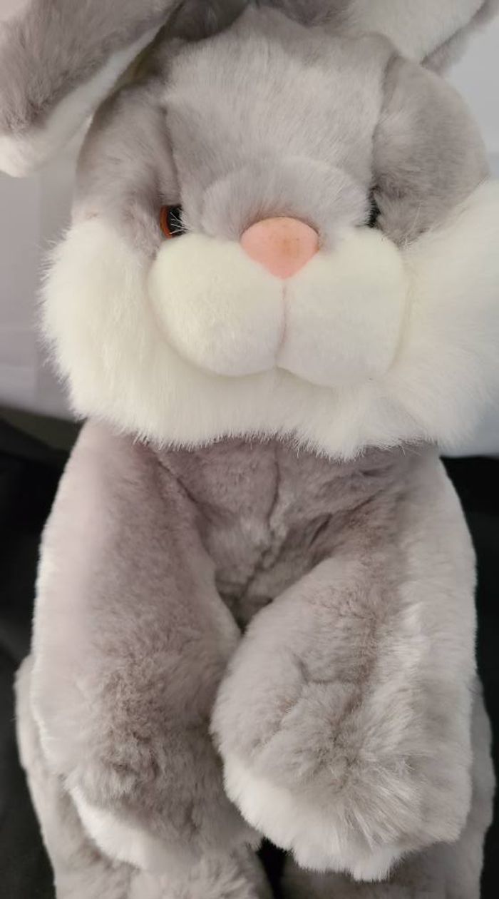 Peluche Lapin gris blanc Lascar 36 cm