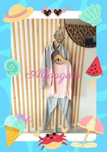 Ensemble sport kalenji rose gris 10ans