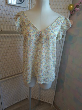 🌸 Jolie blouse fleuri champêtre Bizzbee  détails dorés femme TL
​/40