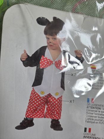 Costume déguisement carnaval souris mickey 12/ 18 mois