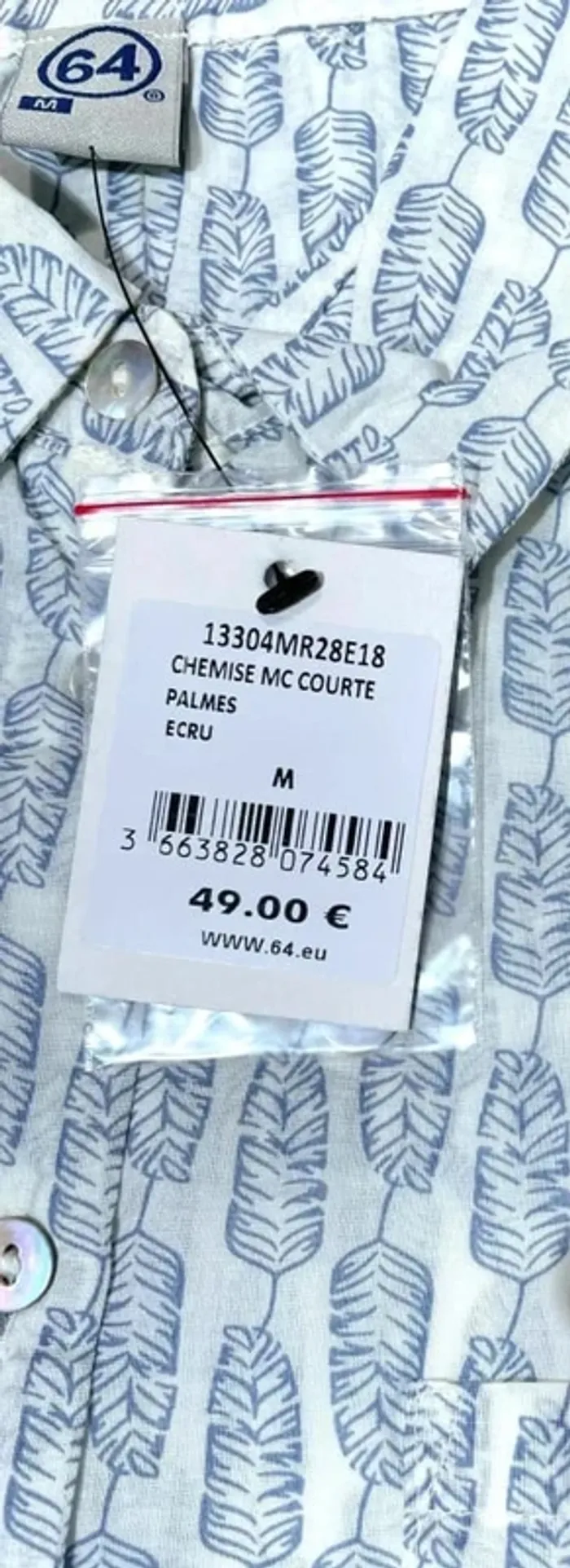 64 Pays Basque chemise bleue légère taille M à motifs bleue et blanche - photo numéro 2
