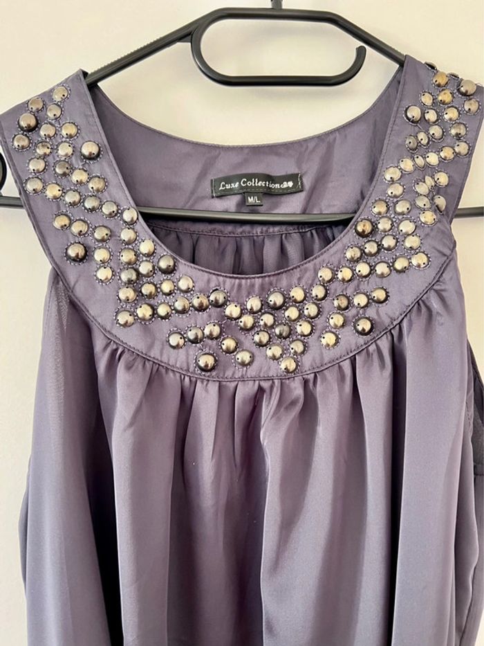 Robe taille 40 grise en soie - photo numéro 2