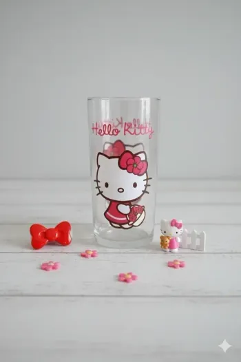 🌸 Verre Hello Kitty "Cueillette de Fleurs" - Sanrio Original