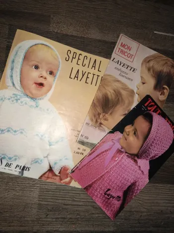 Lot magazine crochet layette vintage bébé baby reborn