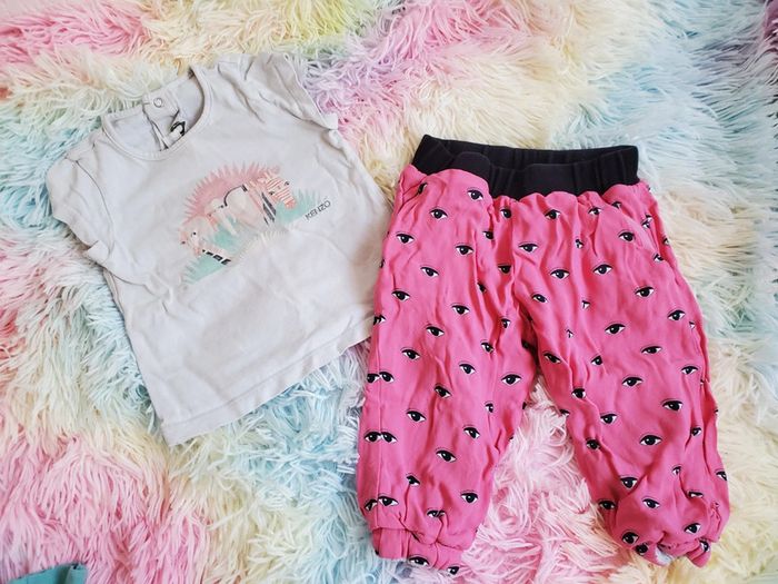 🌴 Ensemble fille marque kenzo t-shirt et pantalon réversible taille 12 mois