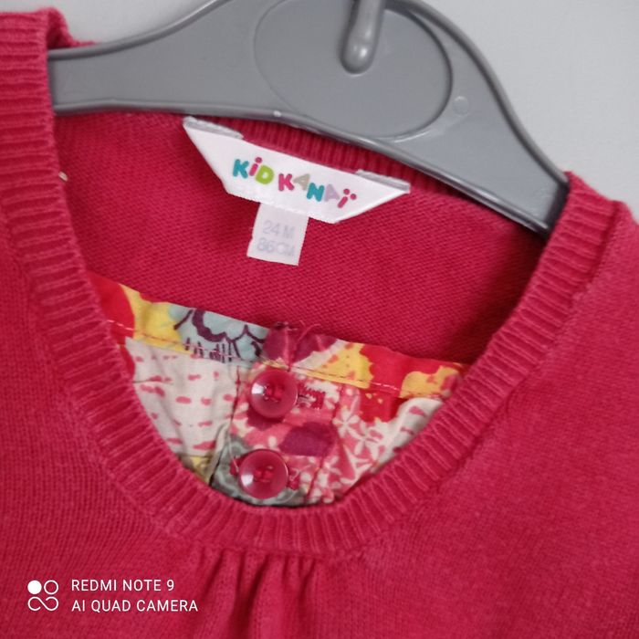 Pull rouge bi-matière 2ans - photo numéro 5
