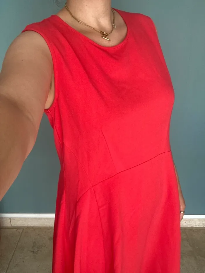 Robe Rouge Midi Sans Manches Camaïeu M - photo numéro 2