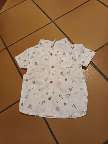 Chemise orchestra blanche et verte 9 mois