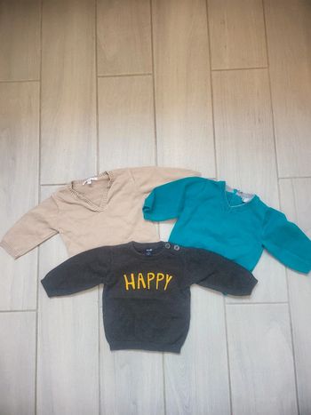 Lot  de 3 pulls  fin garcon 3mois