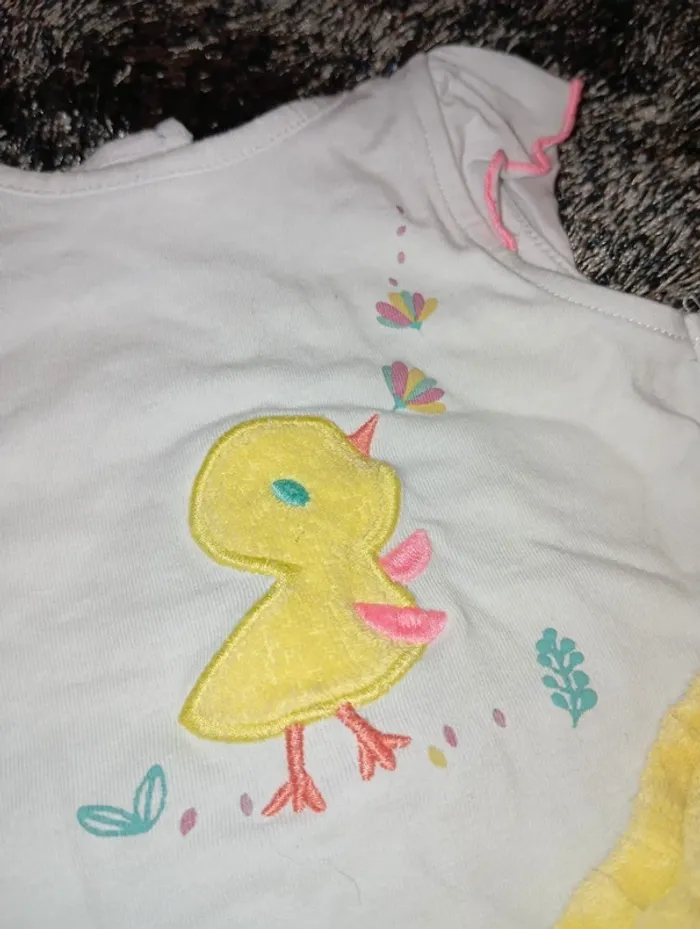 Ensemble t-shirt short poussin fille 1 mois - photo numéro 3