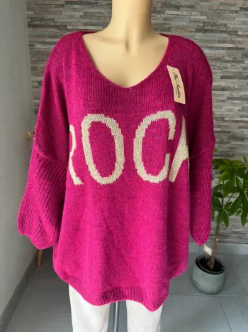 Pull rock rose et doré grande taille