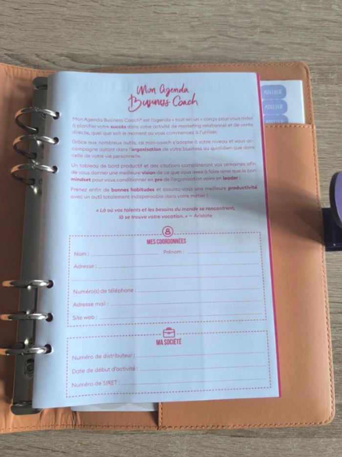Mon agenda business coach en cuir mauve - photo numéro 7