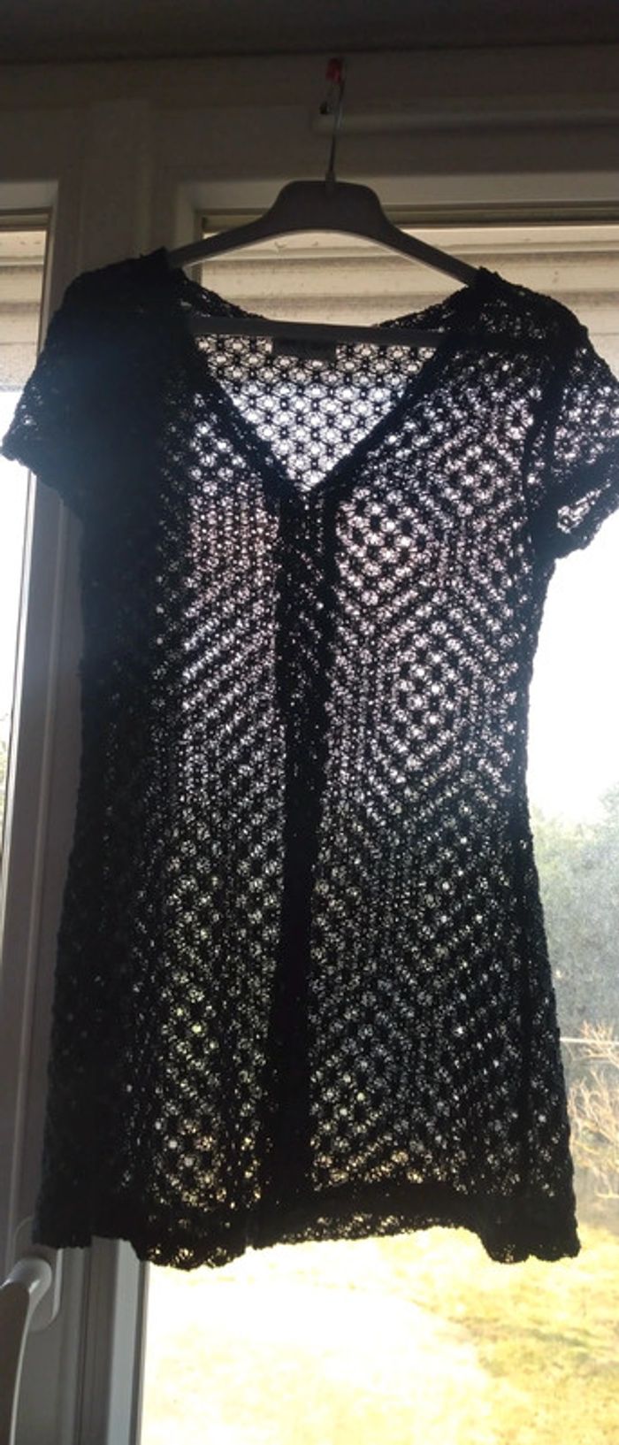 Haut noir ajouré en crochet vintage femme jennyfer 36 - photo numéro 6