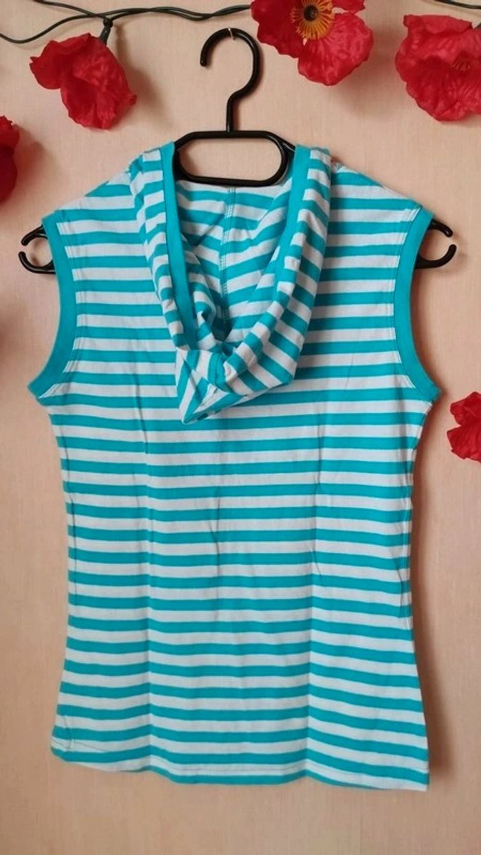 Débardeur à capuche rayé T. 158/164cm Here & There 💮 100% Coton - photo numéro 8