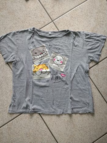 Joli t-shirt humoristique matière coton de couleur grise