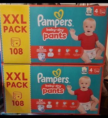 Lot de 2 cartons couches Pampers XXL pants taille 4
