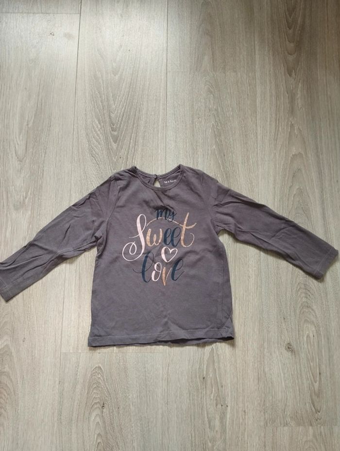 T-shirt manches longues fille 24 mois marron taupe