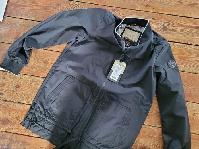 NEUF Veste blouson Napapijri noir zip fermeture éclair poches logos XS - photo numéro 2